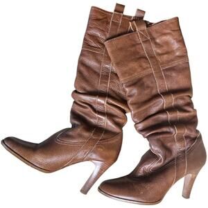 Matisse Brown Cognac Leather Heel Tall Boots Women's Size 8